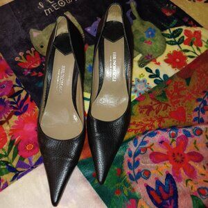 BRUNOMAGLI black textured leather Italian heel boots vintage size 9.5